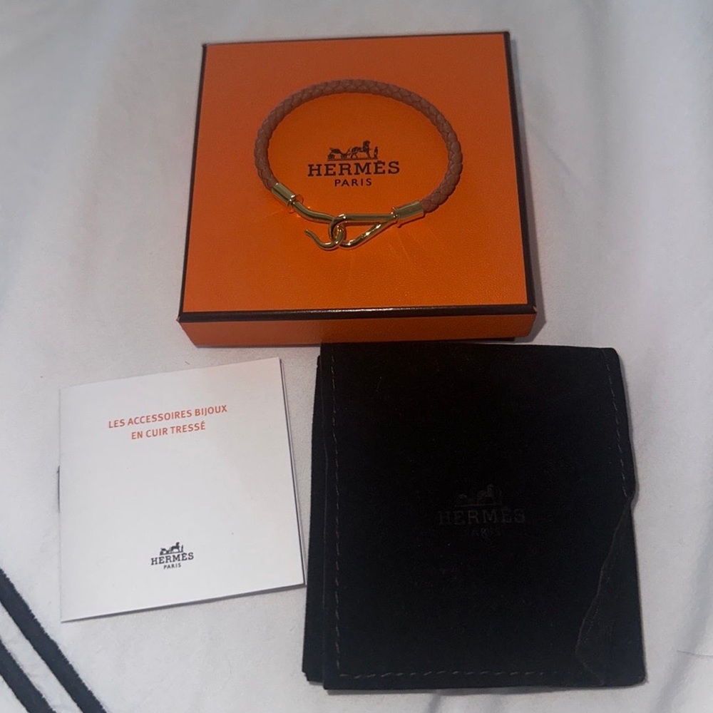New Hermes jumbo bracket in brown leather with gold hardware